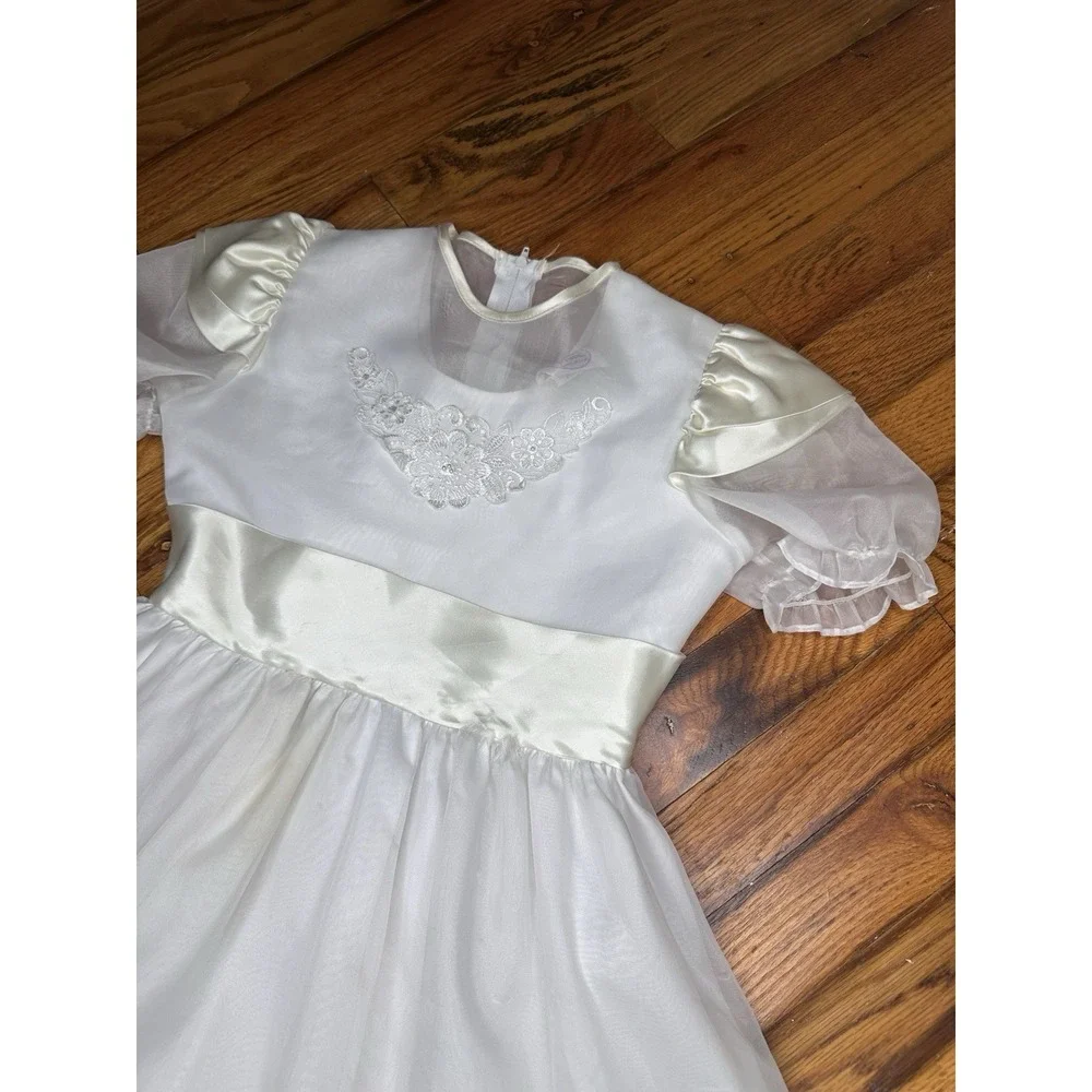 Vintage‎ White Flounce Poof Kids Dress - Size 8 - By Sugar Plum
